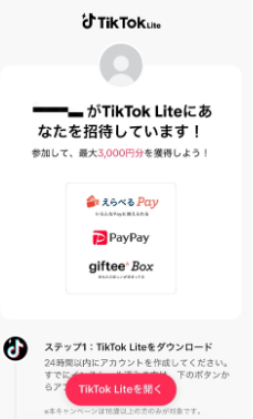 TikTok Liteインストール画面